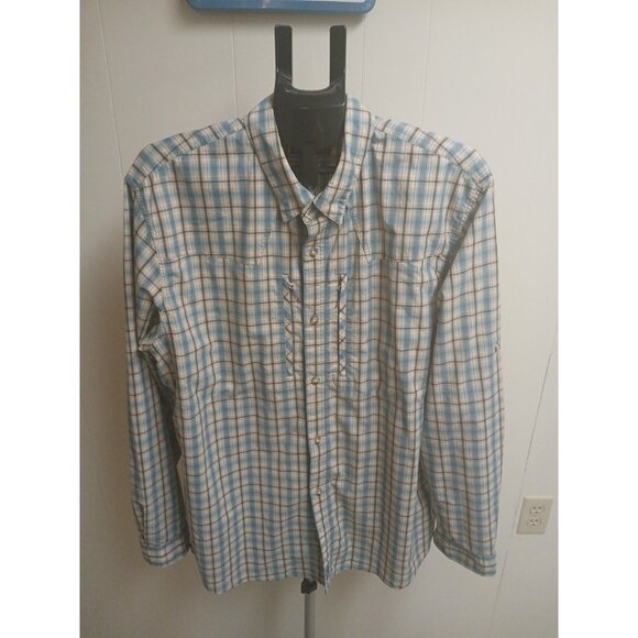 Patagonia Other - Patagonia Men’s Long-Sleeve Button-Up Vented Fishing Shirt L Plaid Blue White!!!